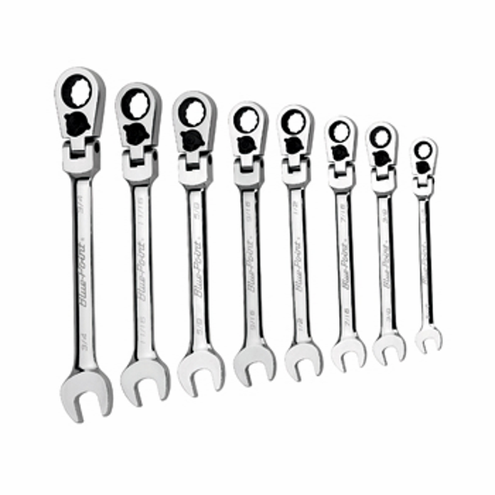 Bluepoint Wrenches Ratcheting Wrench Set, Flex Head, 8pcs